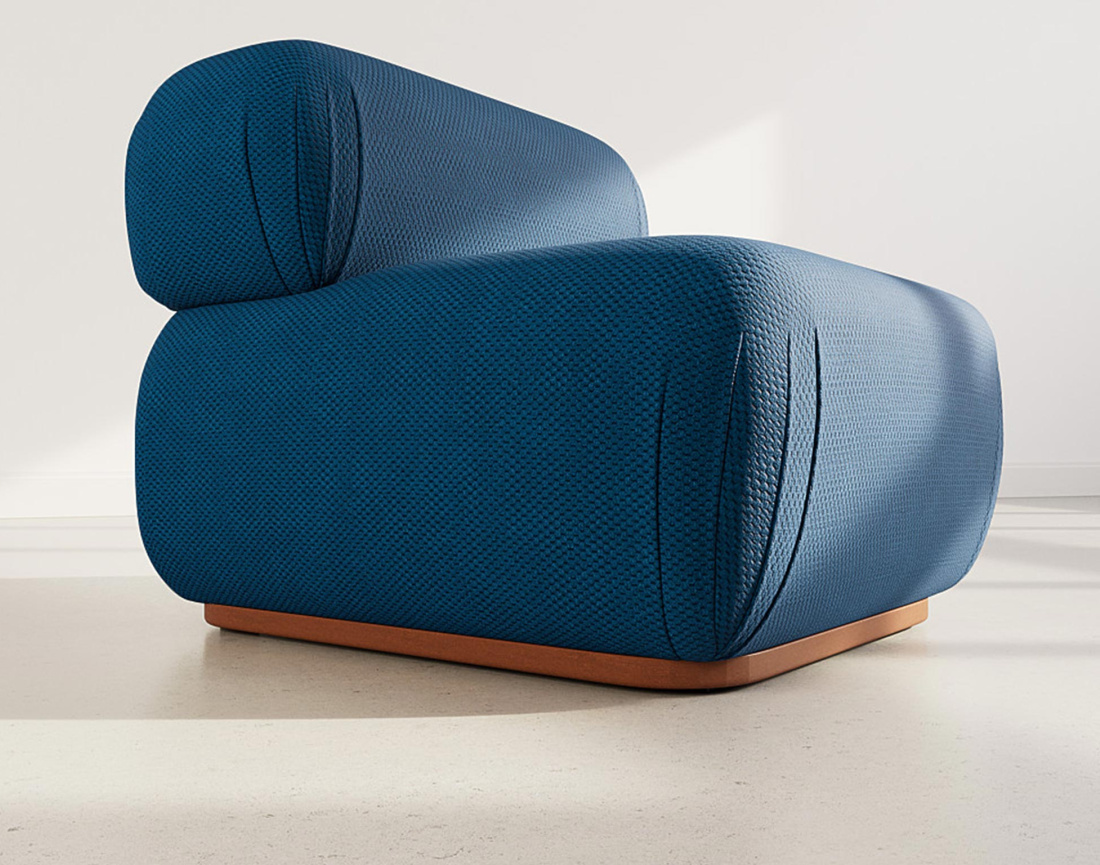 Module d'assise sans accoudoirs en velours texturé Penelope