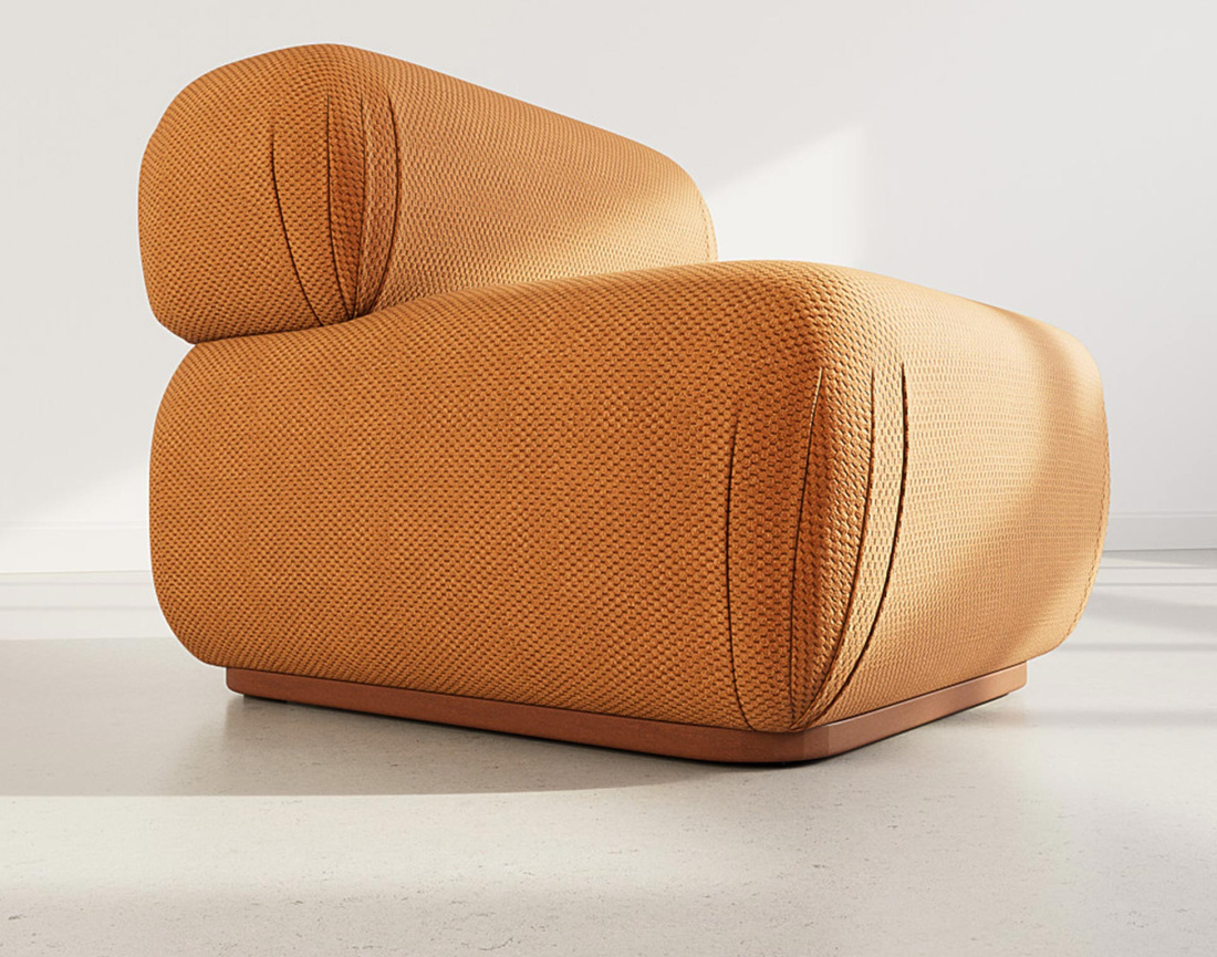 Module d'assise sans accoudoirs en velours texturé Penelope