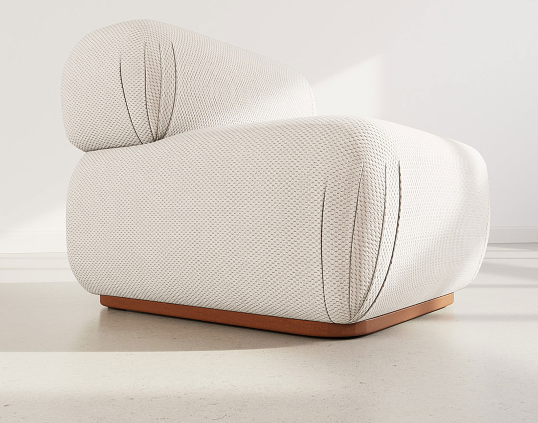 Module d'assise sans accoudoirs en velours texturé Penelope