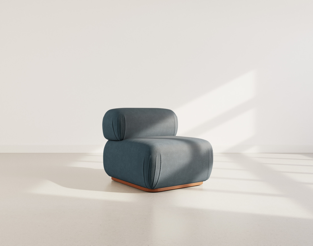 Module d'assise sans accoudoirs en velours texturé Penelope