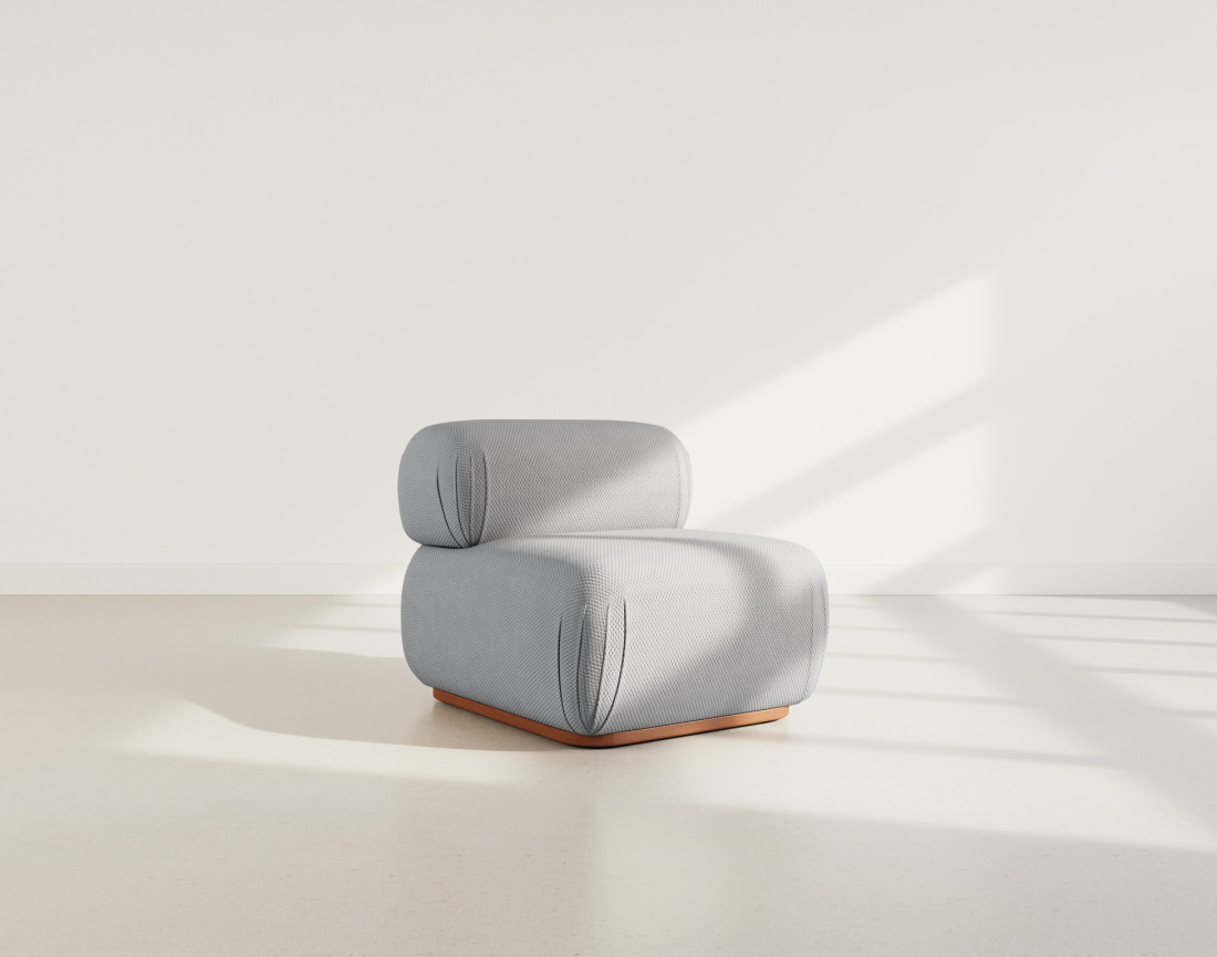 Module d'assise sans accoudoirs en velours texturé Penelope