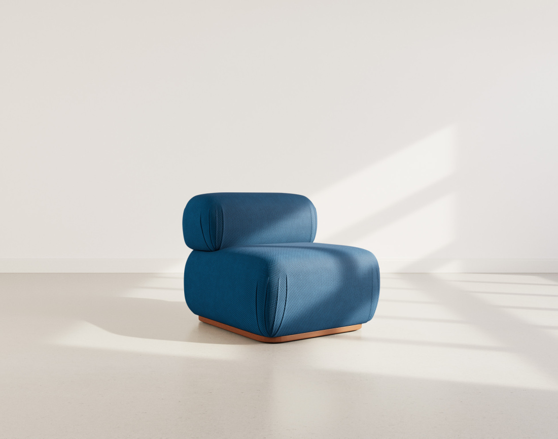 Module d'assise sans accoudoirs en velours texturé Penelope