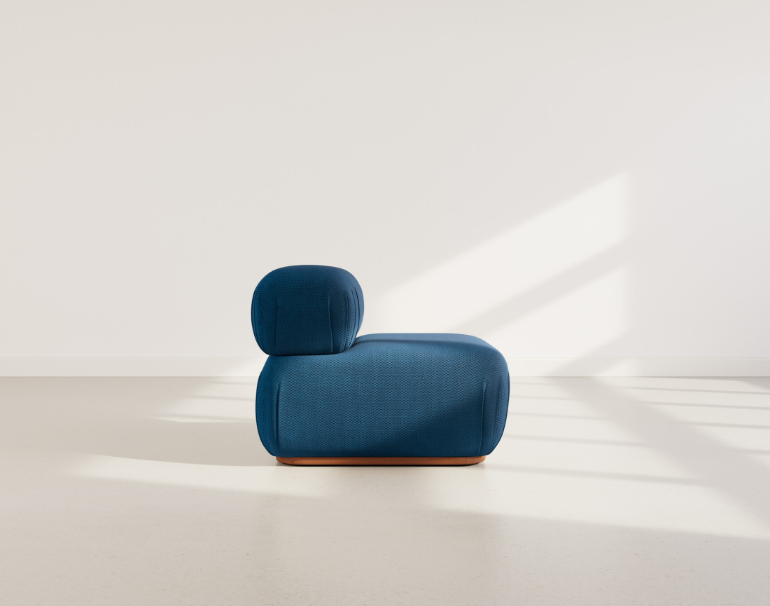 Module d'assise sans accoudoirs en velours texturé Penelope