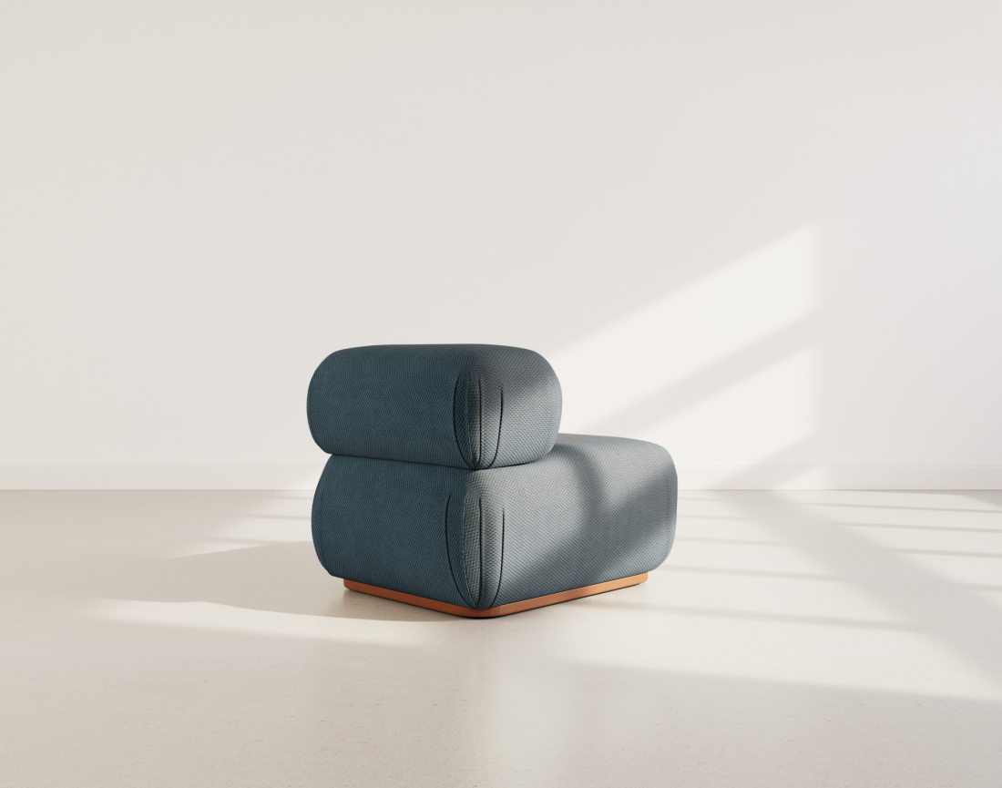 Module d'assise sans accoudoirs en velours texturé Penelope