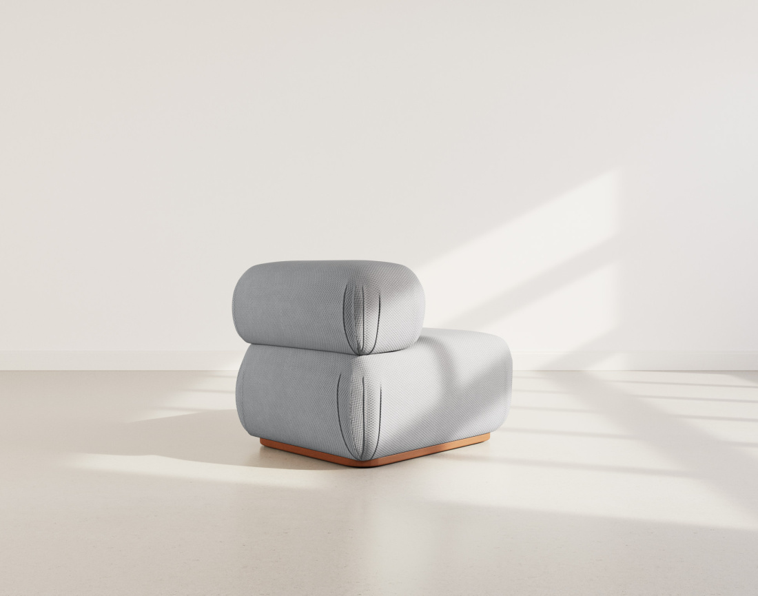 Module d'assise sans accoudoirs en velours texturé Penelope