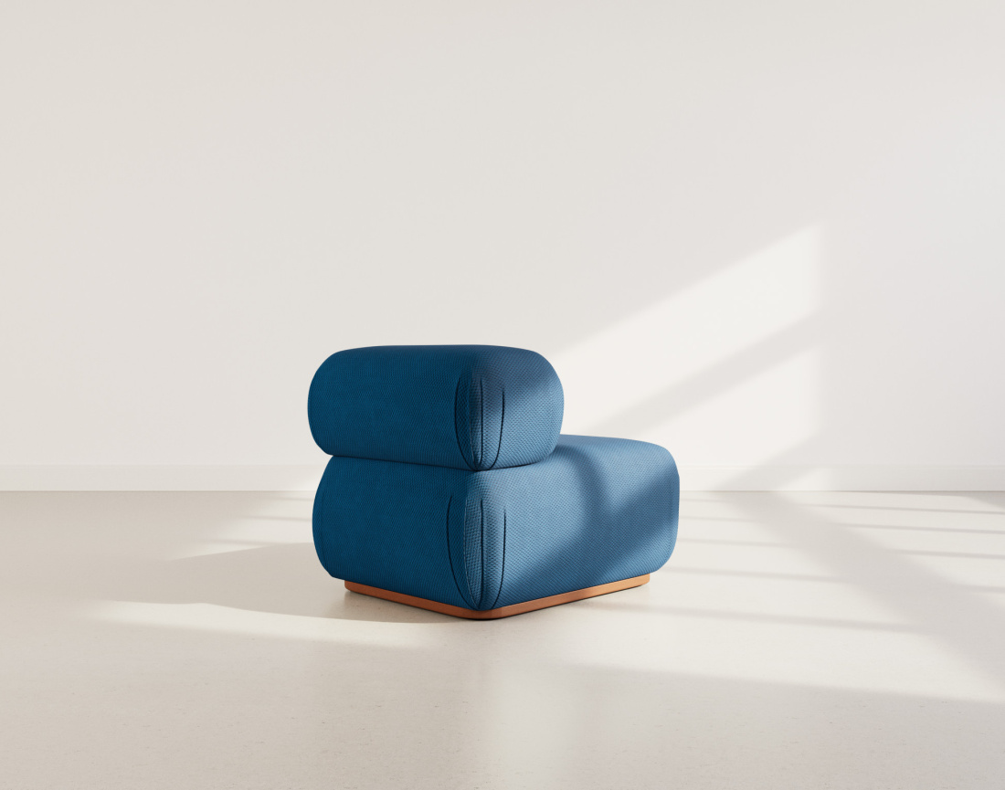 Module d'assise sans accoudoirs en velours texturé Penelope