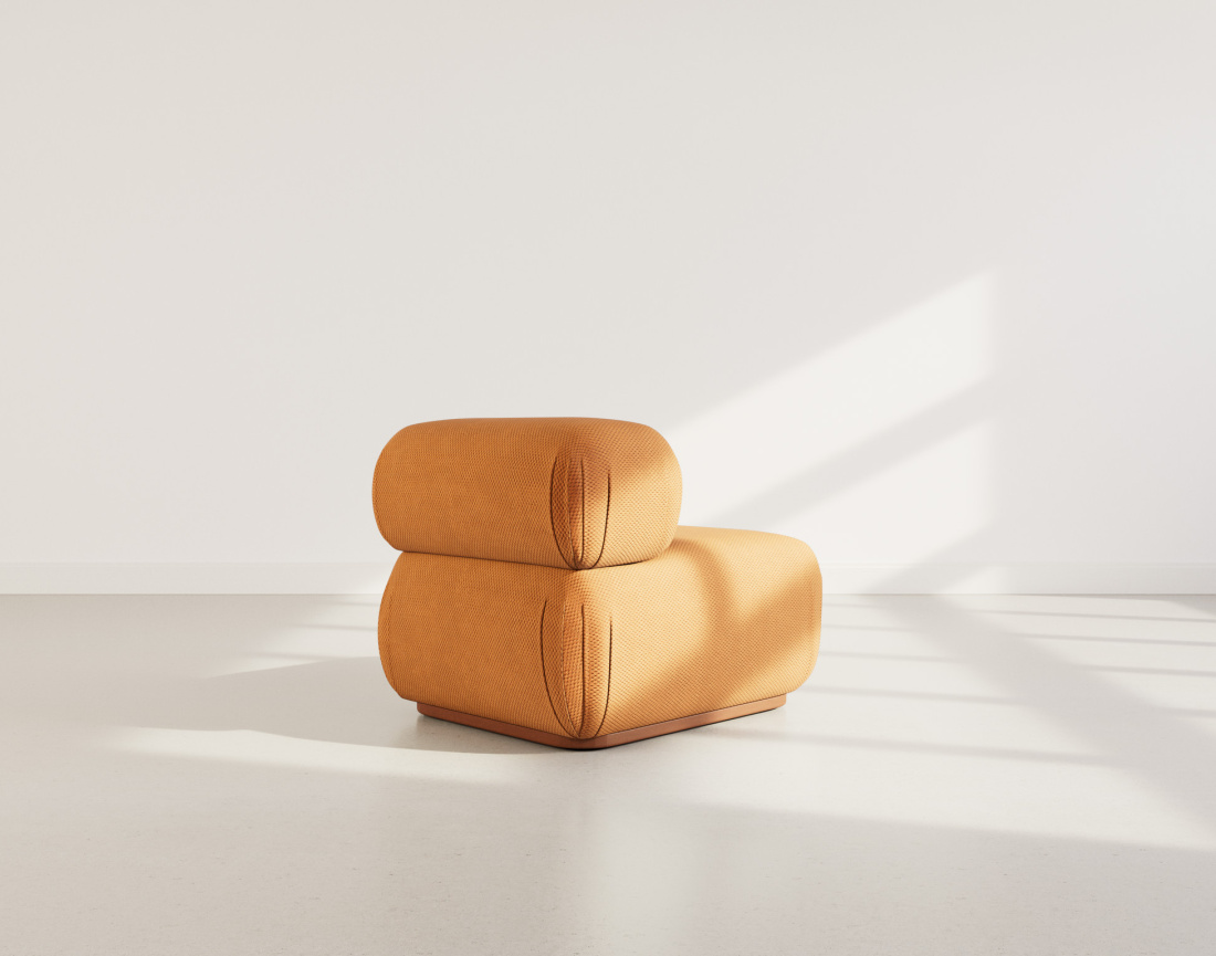 Module d'assise sans accoudoirs en velours texturé Penelope