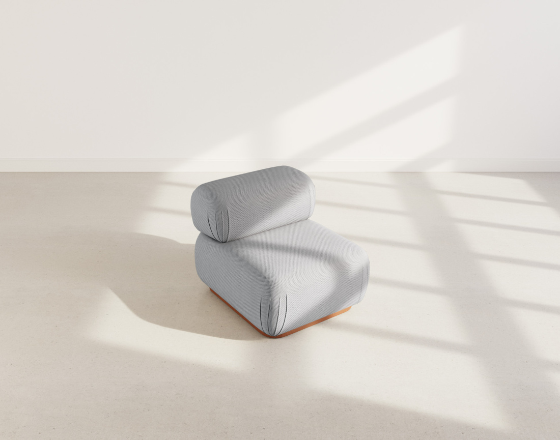 Module d'assise sans accoudoirs en velours texturé Penelope