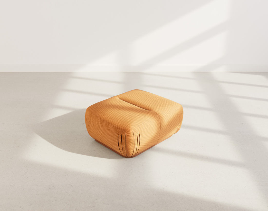 Pouf en velours texturé Penelope