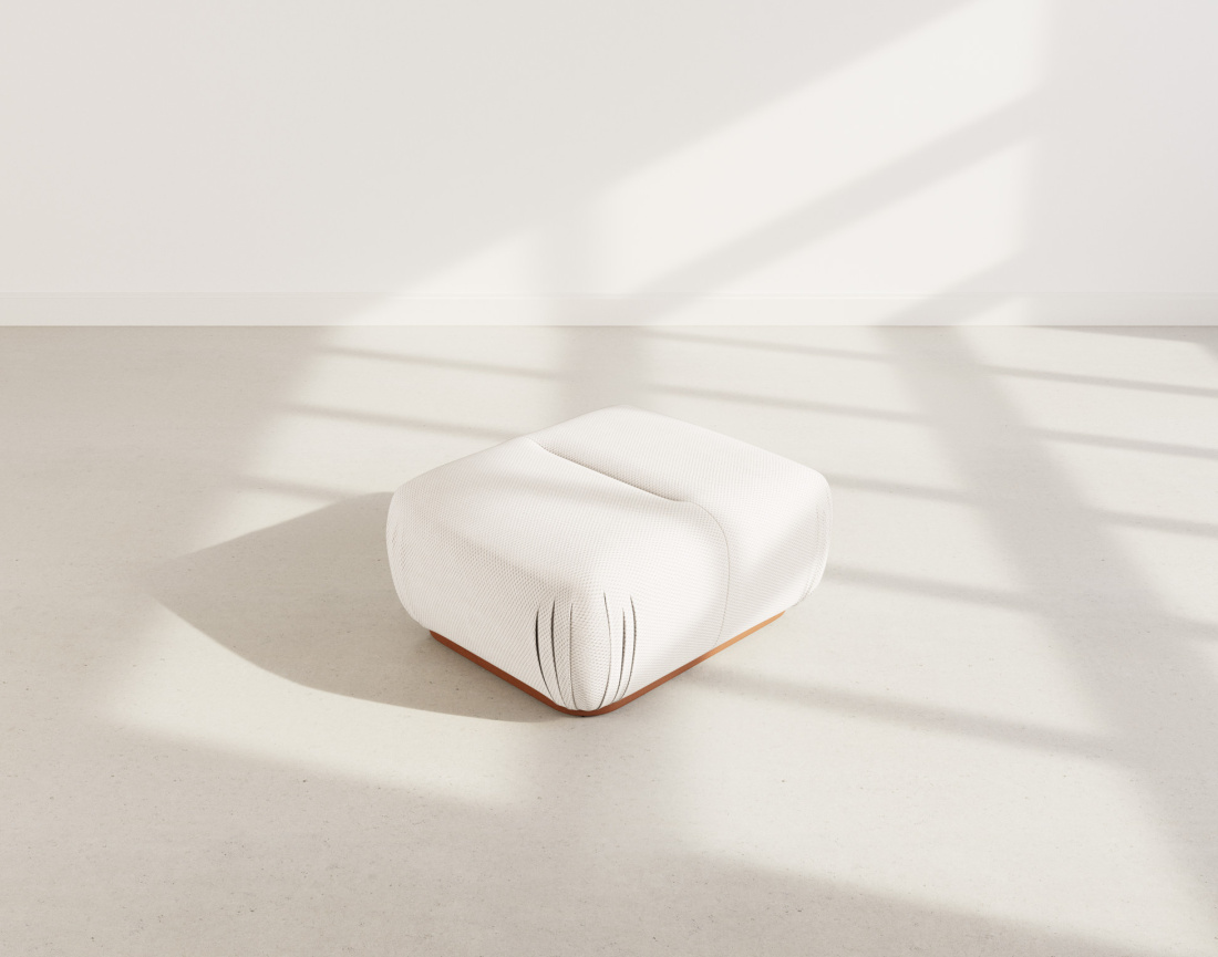 Pouf en velours texturé Penelope