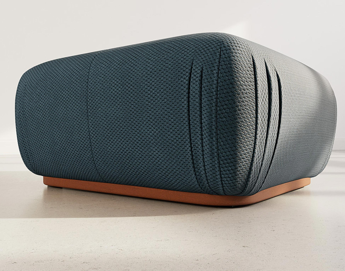 Pouf en velours texturé Penelope