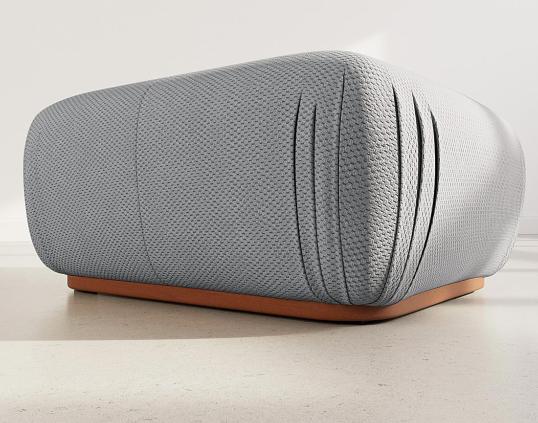 Pouf en velours texturé Penelope