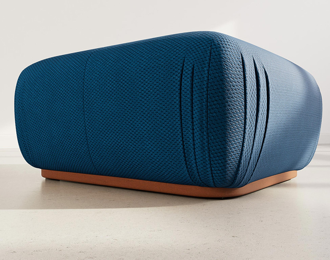 Pouf en velours texturé Penelope