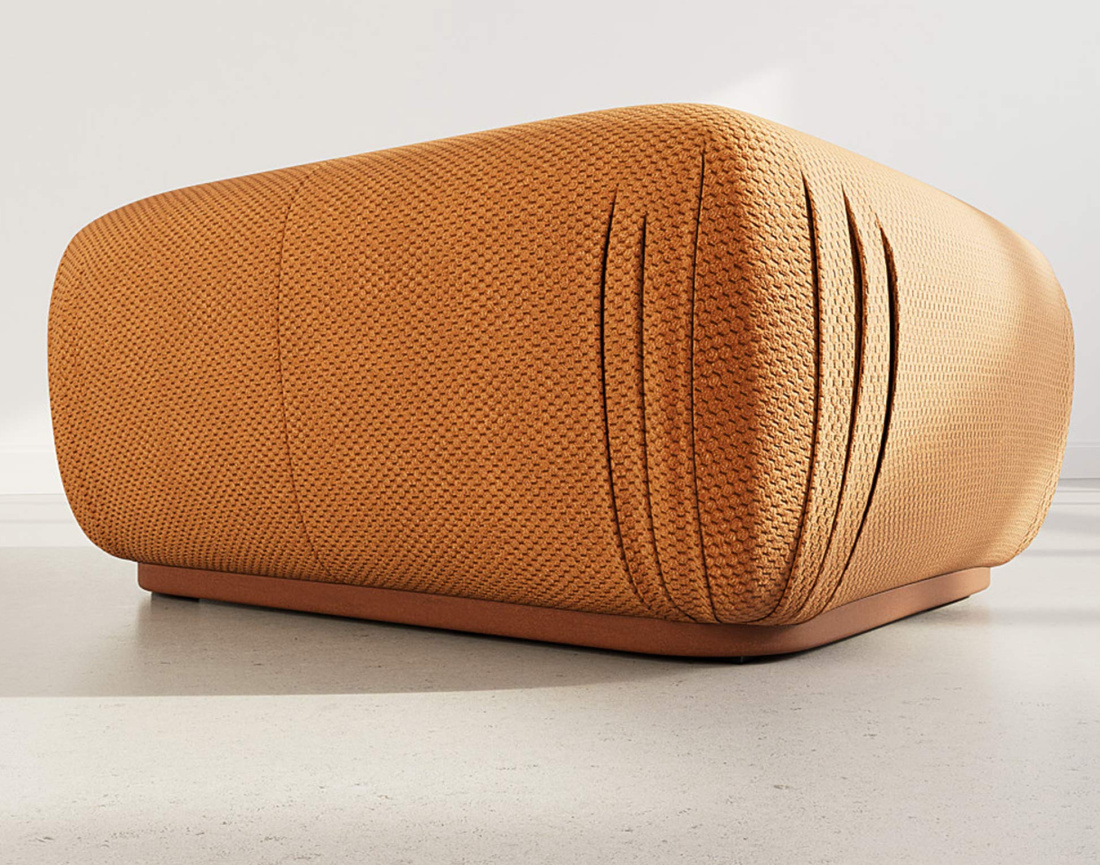 Pouf en velours texturé Penelope