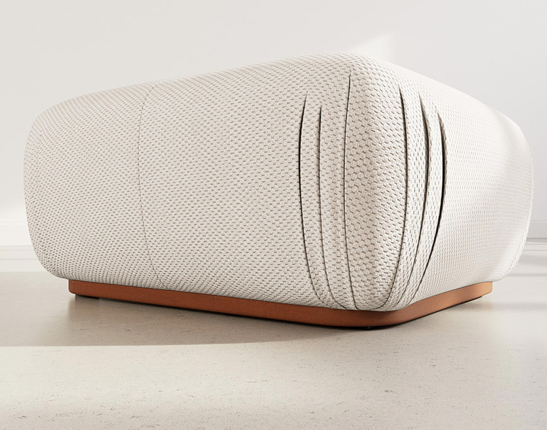 Pouf en velours texturé Penelope