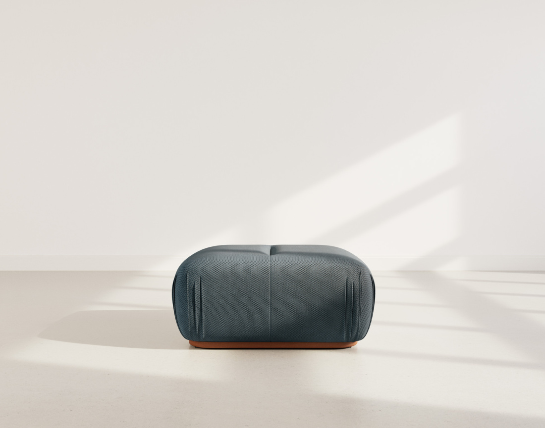 Pouf en velours texturé Penelope