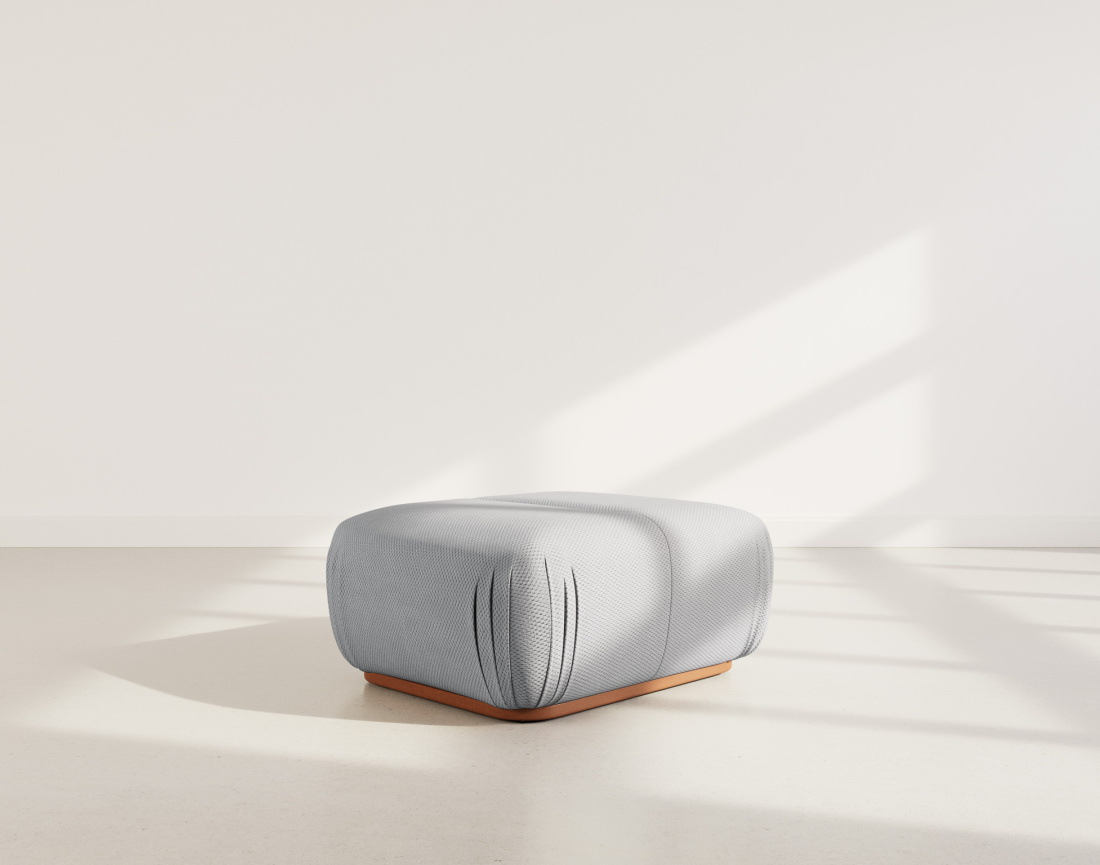 Pouf en velours texturé Penelope