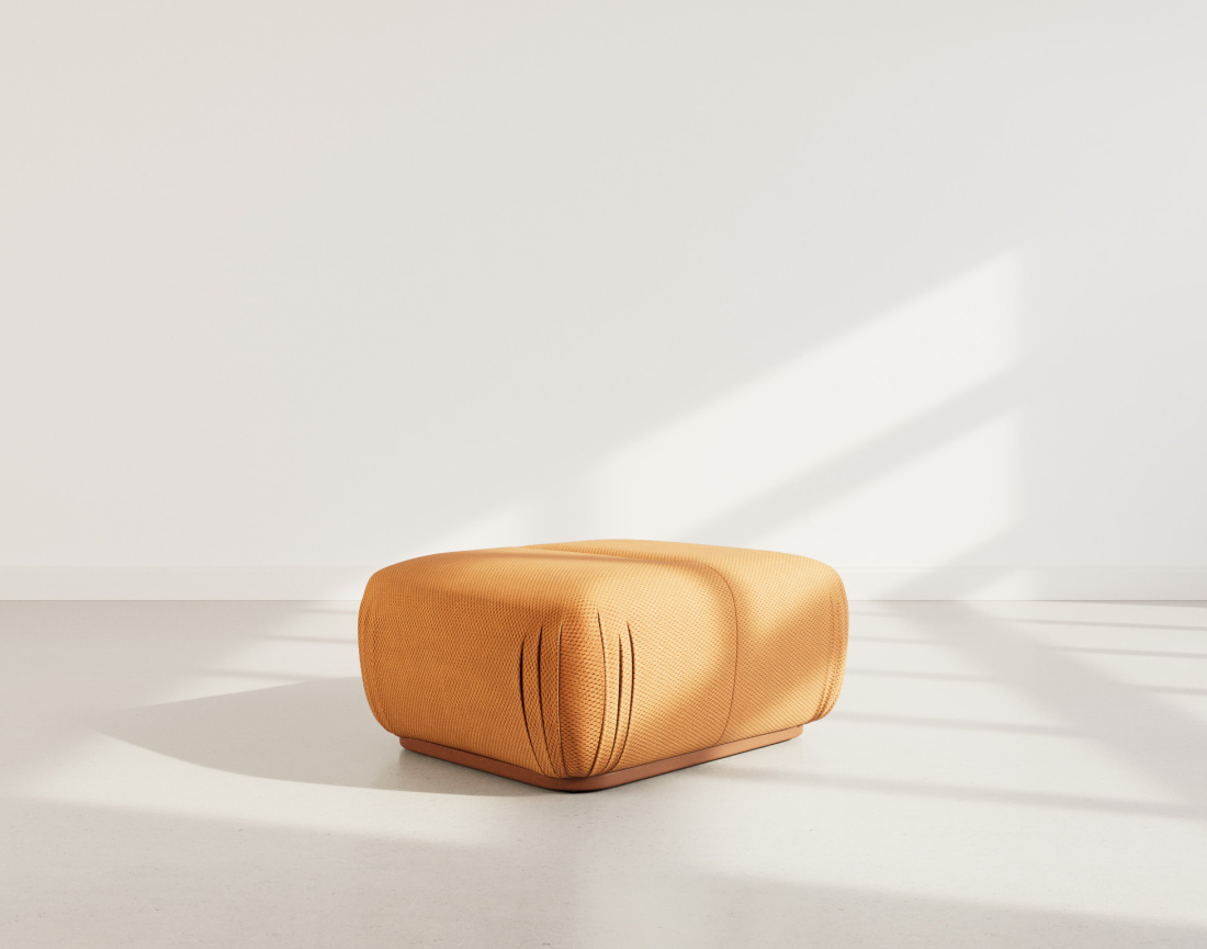 Pouf en velours texturé Penelope