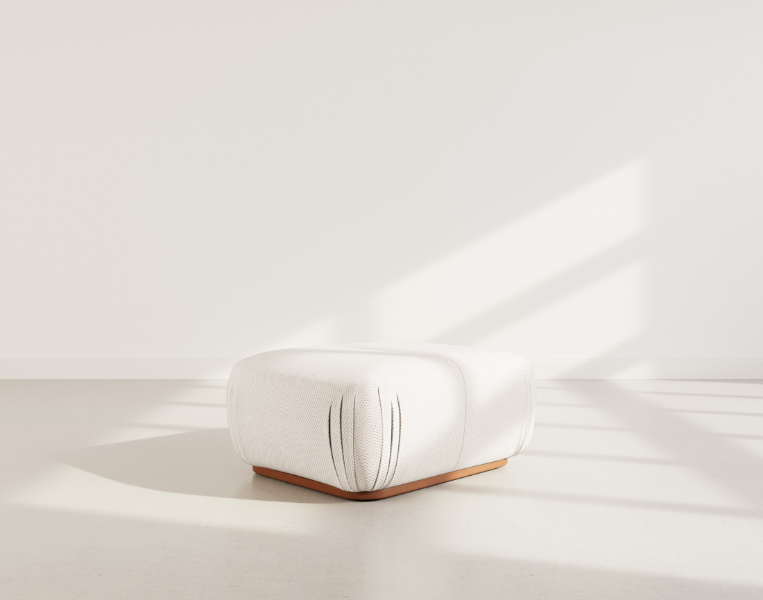 Pouf en velours texturé Penelope