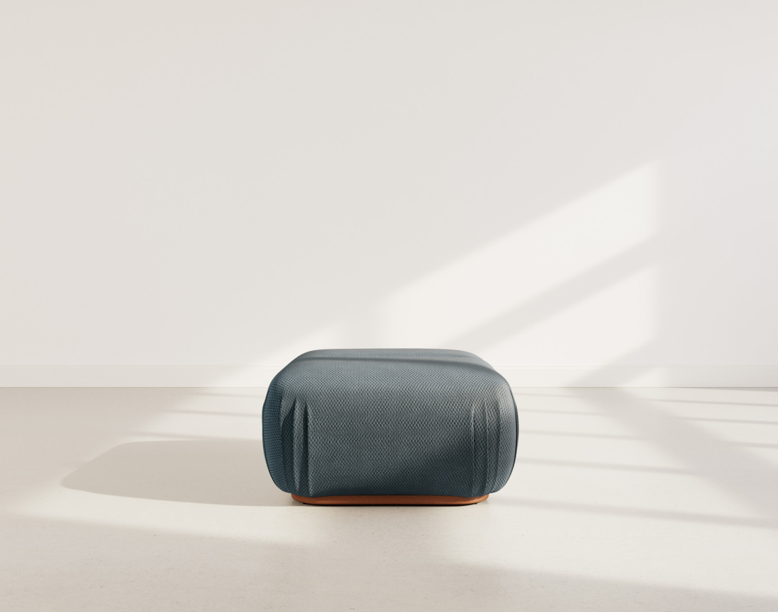 Pouf en velours texturé Penelope