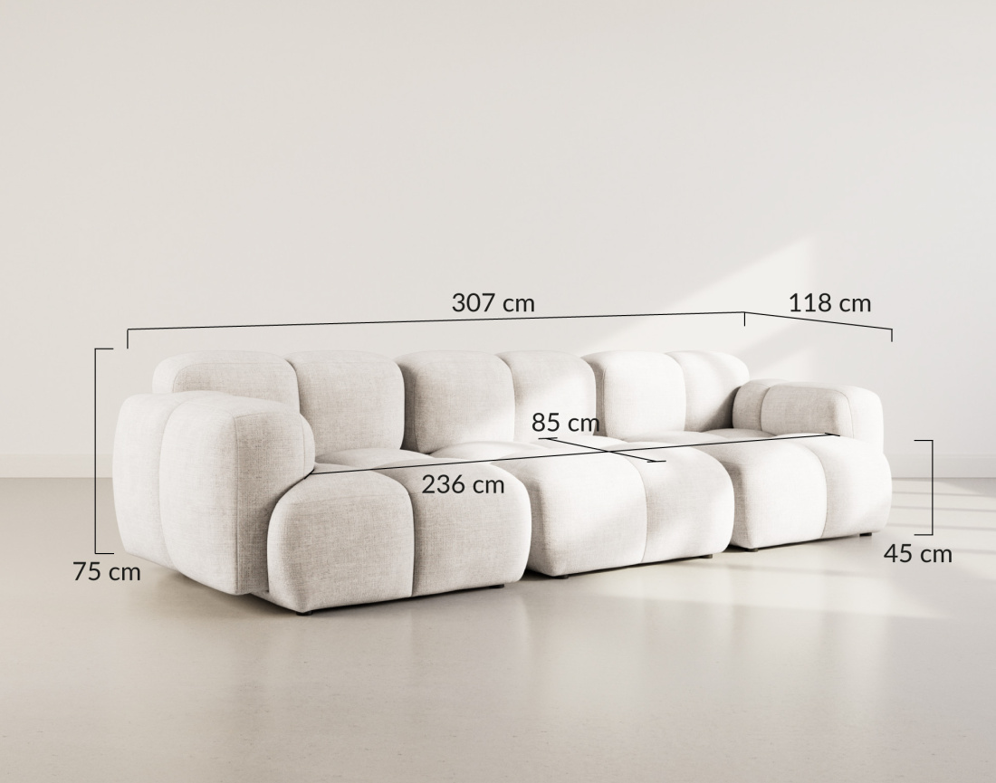 Canapé modulable 3 places en velours texturé Grace