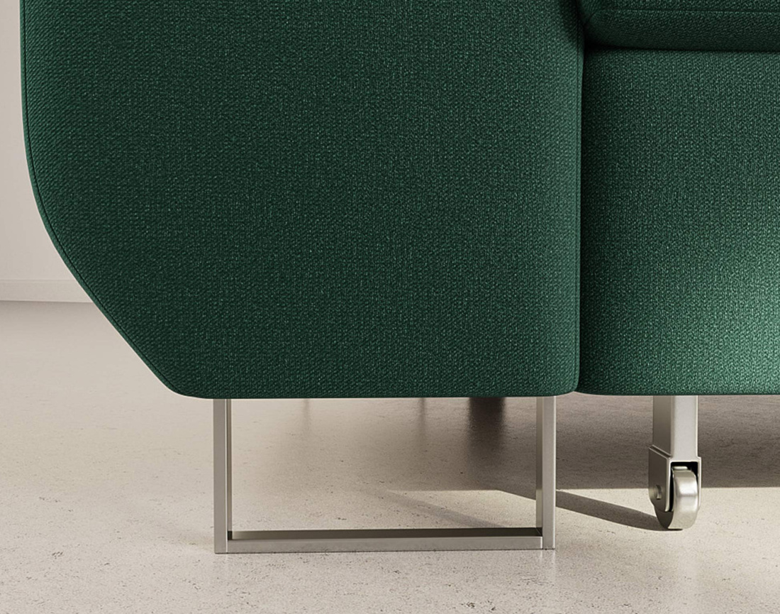 Canapé d'angle droit 6 places convertible avec coffre et têtières réglables en velours Pablo