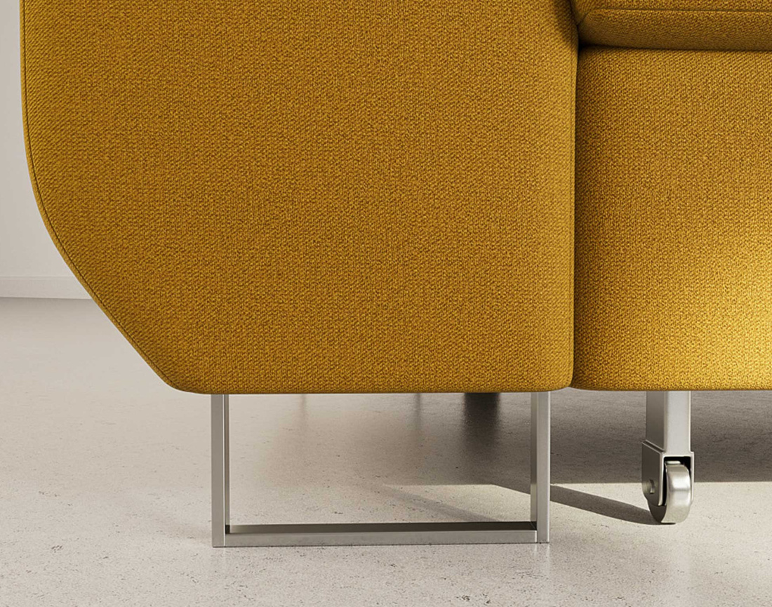 Canapé d'angle droit 6 places convertible avec coffre et têtières réglables en velours Pablo