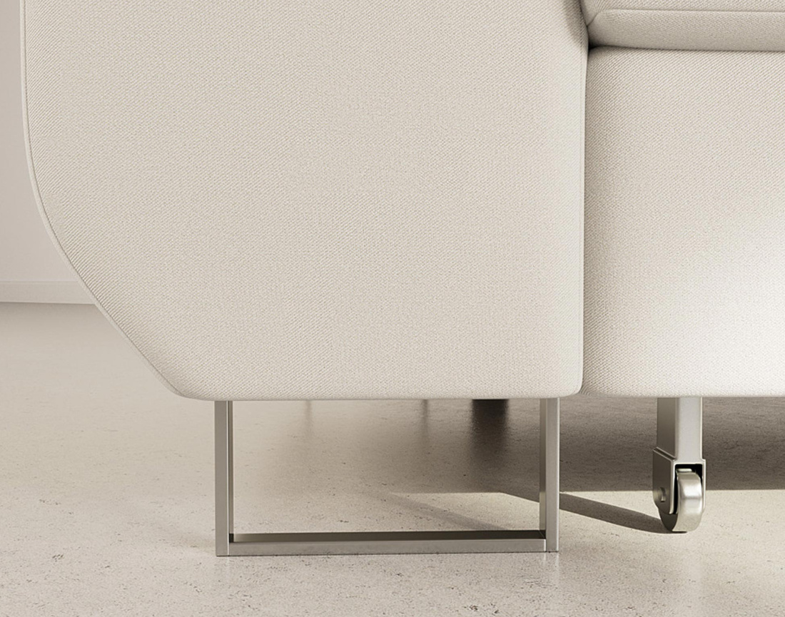 Canapé d'angle droit 6 places convertible avec coffre et têtières réglables en velours Pablo