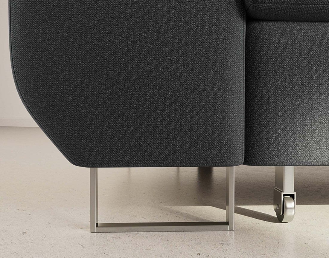 Canapé d'angle droit 6 places convertible avec coffre et têtières réglables en velours Pablo