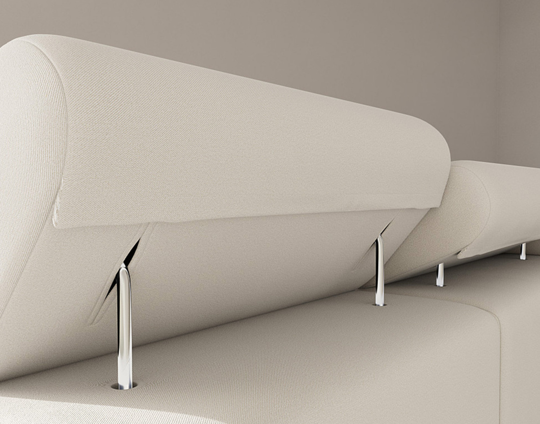 Canapé d'angle droit 6 places convertible avec coffre et têtières réglables en velours Pablo