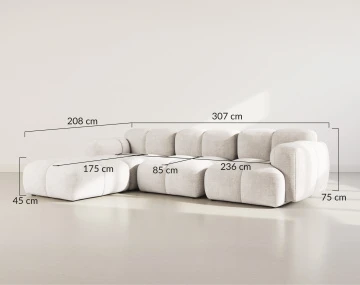 Canapé modulable d'angle réversible 4 places en velours texturé