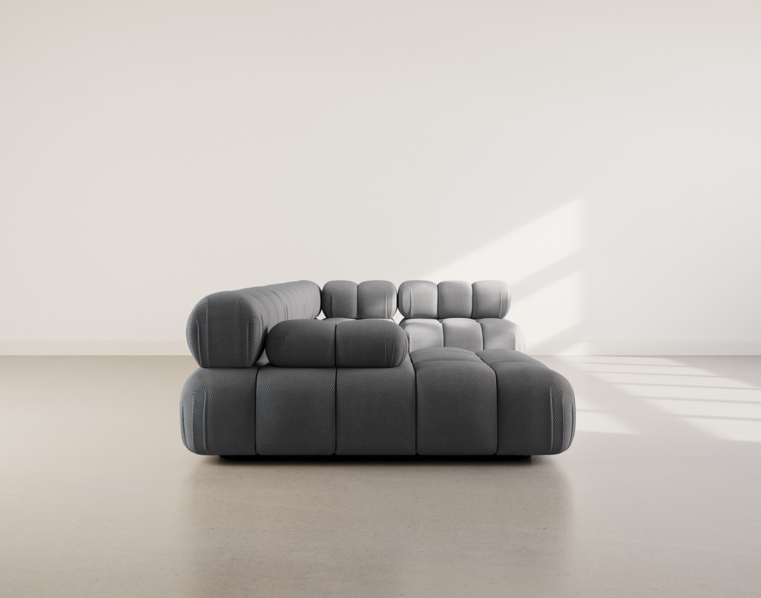 Canapé panoramique modulable d'angle droit 7 places en velours texturé Ruby