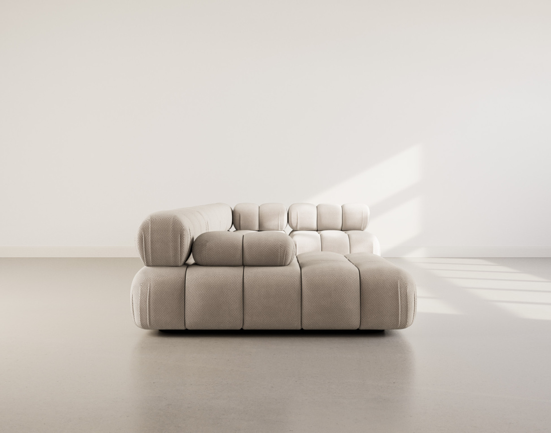 Canapé panoramique modulable d'angle droit 7 places en velours texturé Ruby