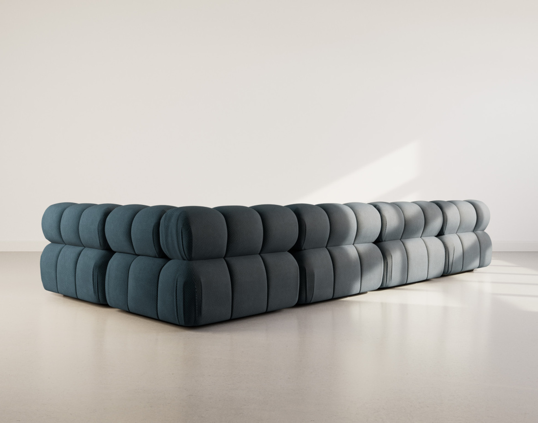 Canapé panoramique modulable d'angle droit 7 places en velours texturé Ruby