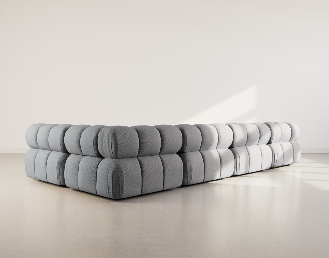 Canapé panoramique modulable d'angle droit 7 places en velours texturé Ruby