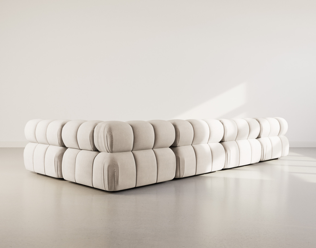 Canapé panoramique modulable d'angle droit 7 places en velours texturé Ruby