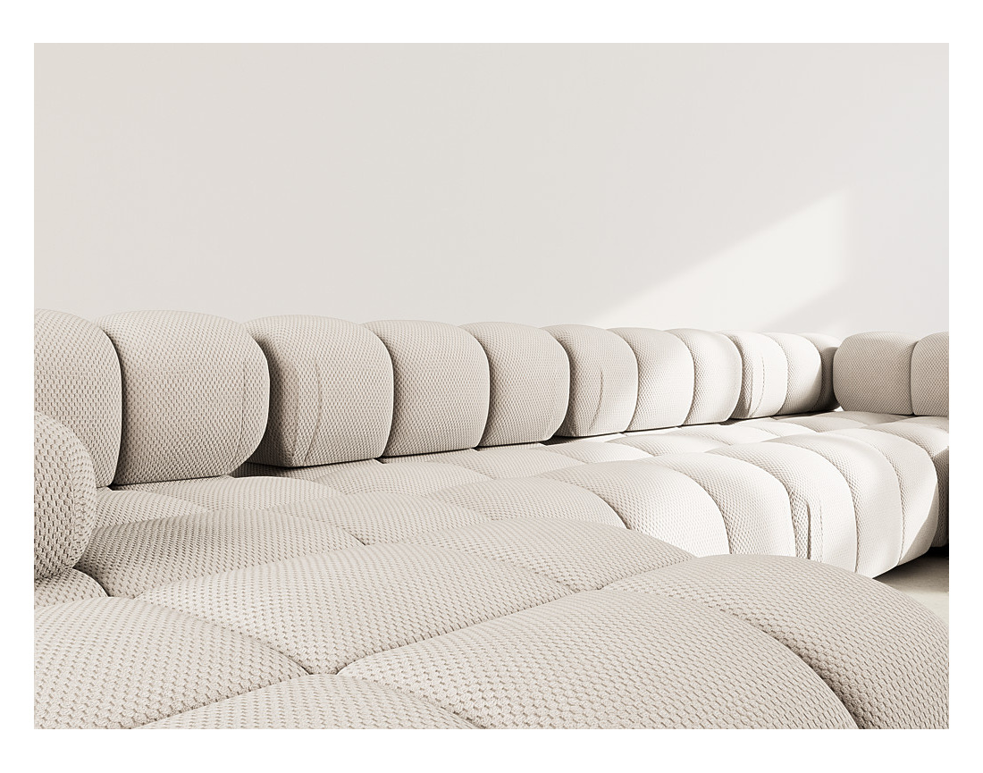 Canapé panoramique modulable d'angle droit 7 places en velours texturé Ruby