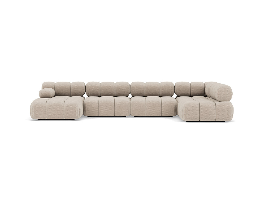 Canapé panoramique modulable d'angle droit 7 places en velours texturé Ruby