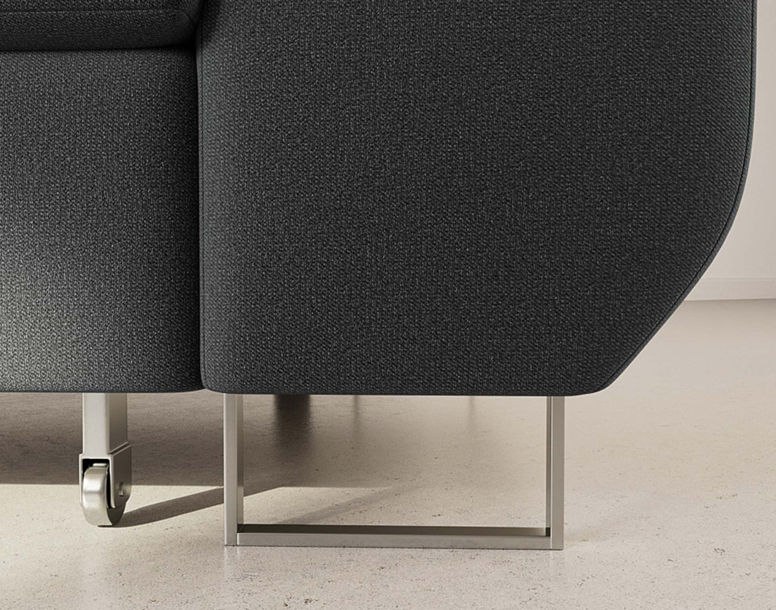 Canapé d'angle gauche 6 places convertible avec coffre et têtières réglables en velours Pablo