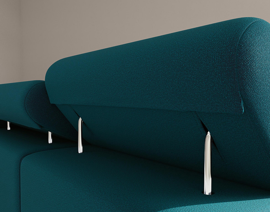 Canapé d'angle gauche 6 places convertible avec coffre et têtières réglables en velours Pablo