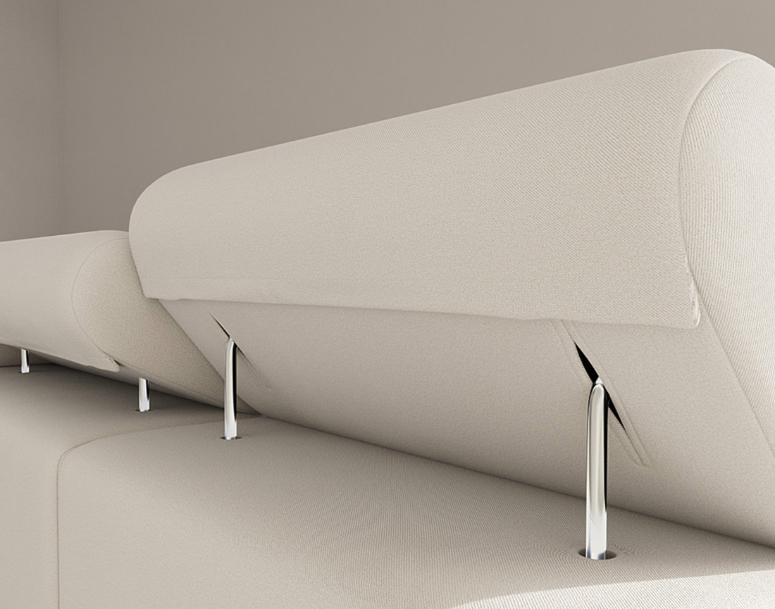 Canapé d'angle gauche 6 places convertible avec coffre et têtières réglables en velours Pablo