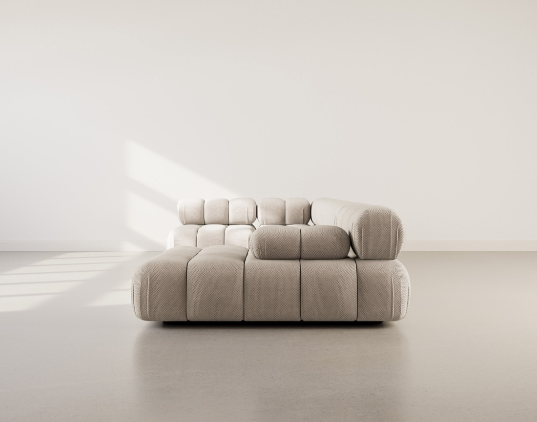 Canapé panoramique modulable d'angle gauche 7 places en velours texturé Ruby