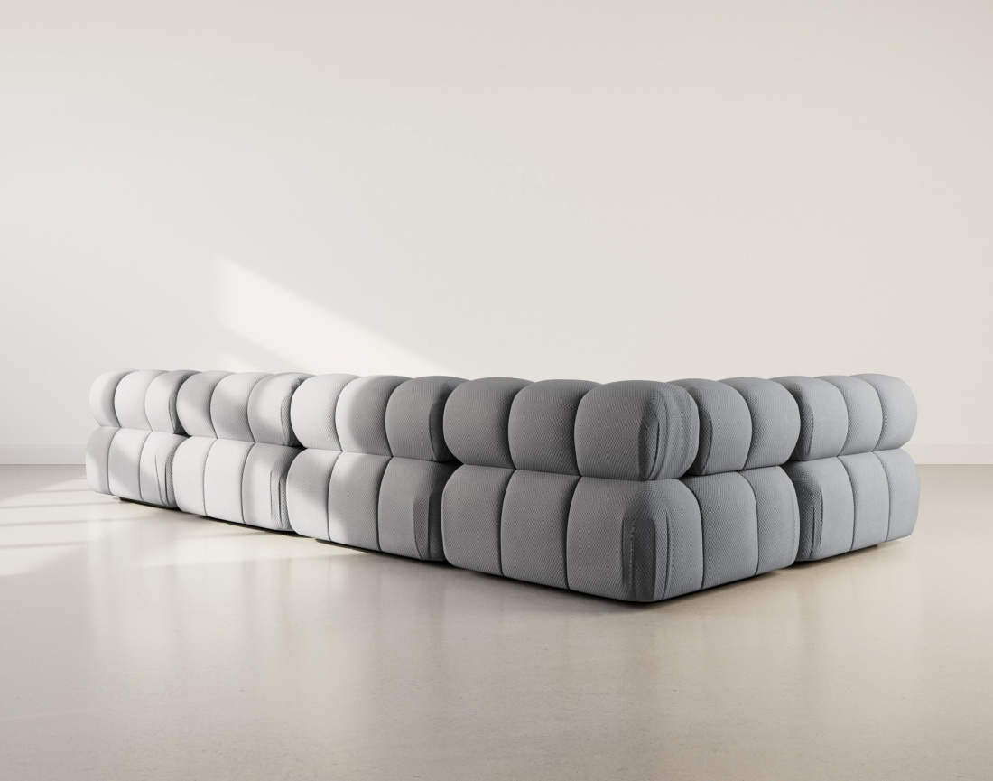 Canapé panoramique modulable d'angle gauche 7 places en velours texturé Ruby