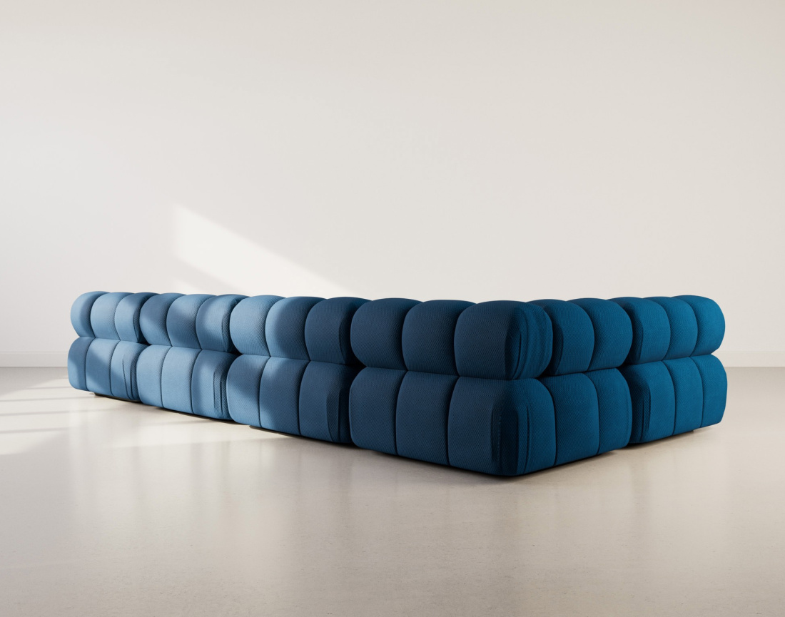 Canapé panoramique modulable d'angle gauche 7 places en velours texturé Ruby