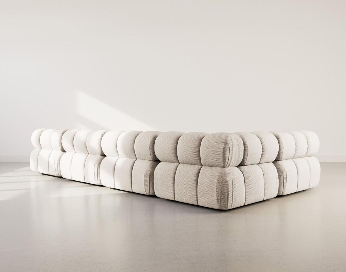 Canapé panoramique modulable d'angle gauche 7 places en velours texturé Ruby