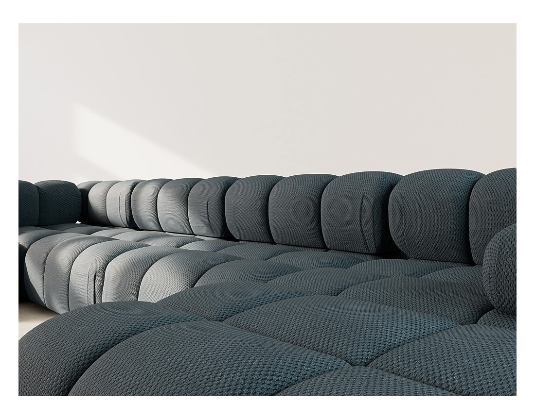 Canapé panoramique modulable d'angle gauche 7 places en velours texturé Ruby