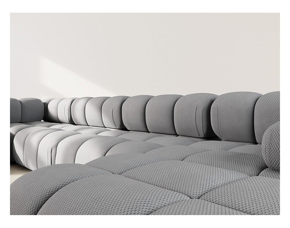 Canapé panoramique modulable d'angle gauche 7 places en velours texturé Ruby