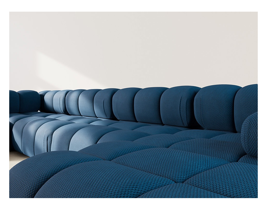 Canapé panoramique modulable d'angle gauche 7 places en velours texturé Ruby