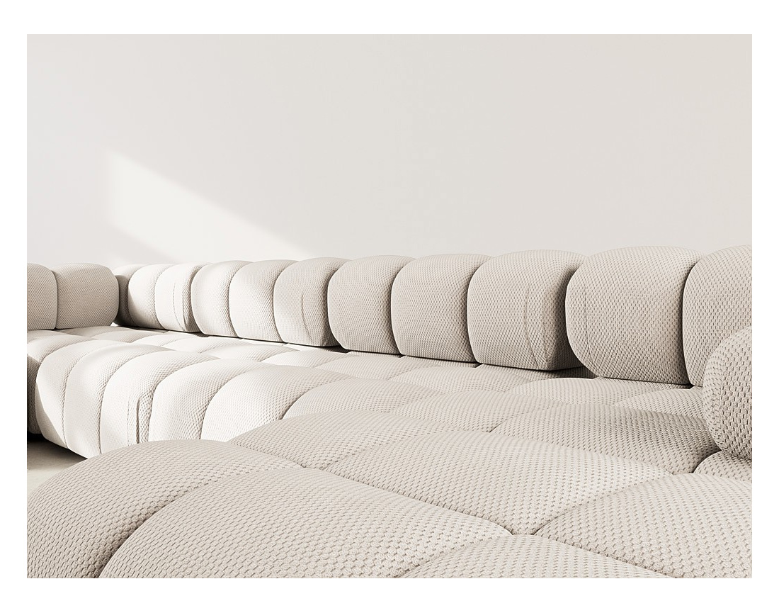 Canapé panoramique modulable d'angle gauche 7 places en velours texturé Ruby