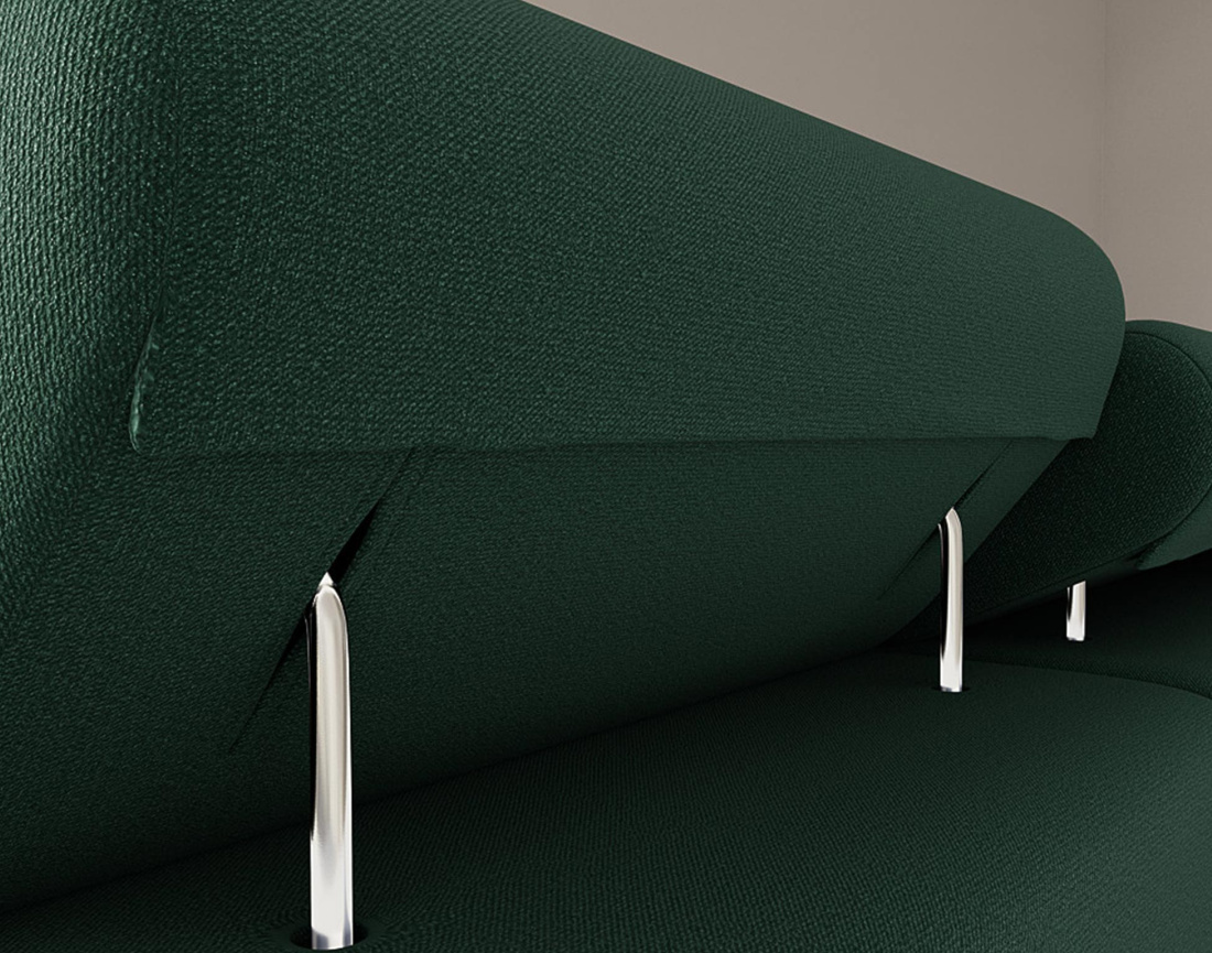 Canapé panoramique en U 7 places convertible avec coffres et têtières réglables en velours Pablo